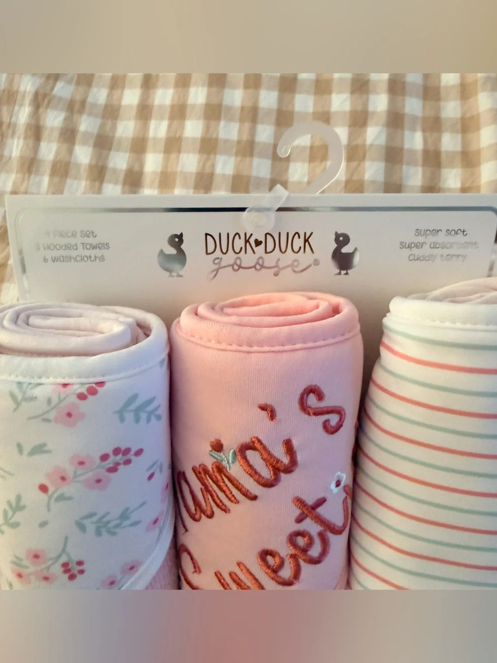 Pink Floral & Striped Baby Hooded Towels - Soft Hooded Bath Wraps